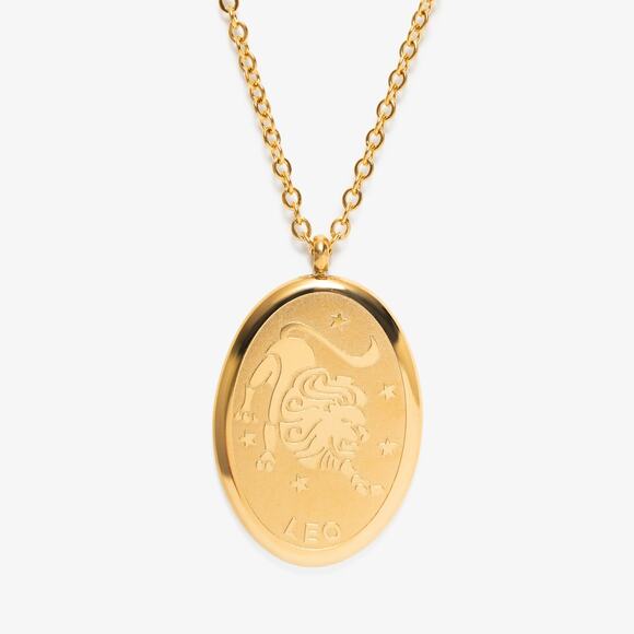 Leo Zodiac Pendant Necklace 18K Gold Plated Stainless Steel AstrologGift For Her - Picture 1 of 6